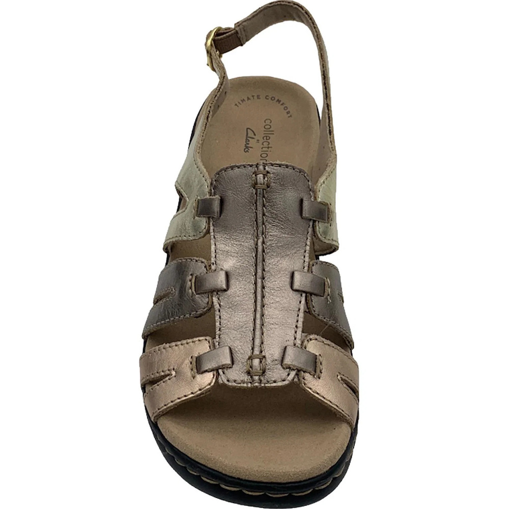 Clarks Collection Leather Sandals Lexi Marigold Metallic Multi - Extra Wide - Picture 3 of 5